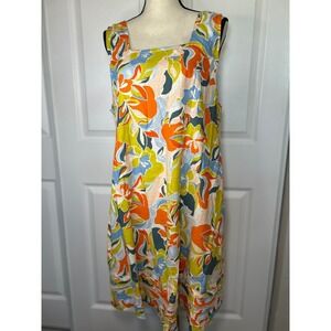 NWT C&C California Linen Floral Sleeveless Dress‎ XL Boho Print Knee Length